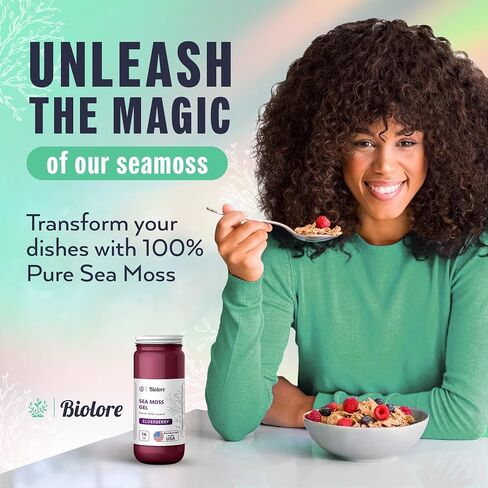 Biolore Sea Moss Gel Elderberry 16Oz Made in USA Supercharge Your Health Raw Wildcrafted Irish Seamoss - Essential Vitamins & Minerals - Antioxidant-Rich Vegan Superfood for Immune Support in Saudi Arabia