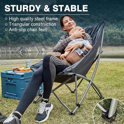 كراسي تخييم قابلة للطي من أي وقت مضى للبالغين مع ظهر مرتفع، كراسي سميكة مبطنة قابلة للطي، كرسي صحن القمر المحمول، كراسي حديقة مريحة قابلة للطي، كراسي طعام فاخرة، تدعم 250 رطلًا in Kuwait