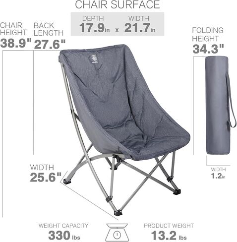 كراسي تخييم قابلة للطي من أي وقت مضى للبالغين مع ظهر مرتفع، كراسي سميكة مبطنة قابلة للطي، كرسي صحن القمر المحمول، كراسي حديقة مريحة قابلة للطي، كراسي طعام فاخرة، تدعم 250 رطلًا in Kuwait