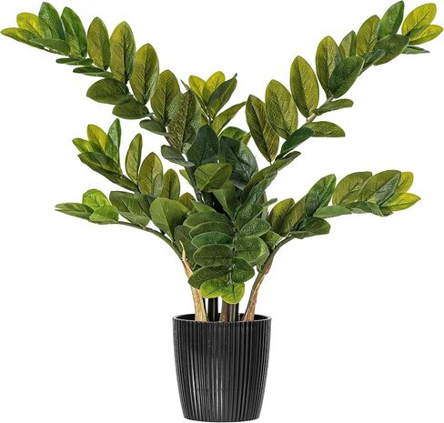Vickerman 43'' Potted Green Zamifolia - Artificial Plant with 220 Leaves - Indoor Plant Decor - Comes in a Black Plastic Insertable Pot - Faux Houseplants - Plants for Living Room in Saudi Arabia