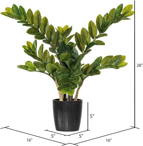 Vickerman 43'' Potted Green Zamifolia - Artificial Plant with 220 Leaves - Indoor Plant Decor - Comes in a Black Plastic Insertable Pot - Faux Houseplants - Plants for Living Room in Saudi Arabia