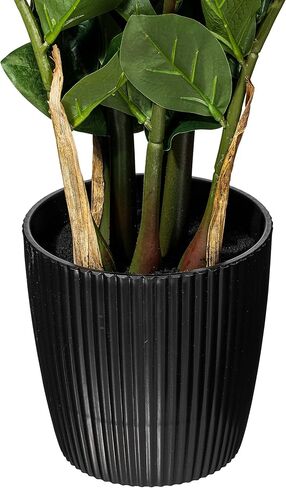 Vickerman 43'' Potted Green Zamifolia - Artificial Plant with 220 Leaves - Indoor Plant Decor - Comes in a Black Plastic Insertable Pot - Faux Houseplants - Plants for Living Room in Saudi Arabia