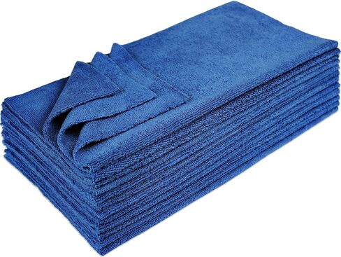 Eurow Microfiber Ultrasonic Cut Cleaning and Drying Towels, 300 GSM, 16 by 16 Inches, Black, 12-Pack in Kuwait
