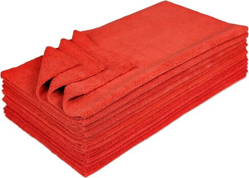 Eurow Microfiber Ultrasonic Cut Cleaning and Drying Towels, 300 GSM, 16 by 16 Inches, Black, 12-Pack in Kuwait