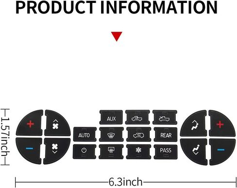 AC Dash Button Repair Kit Sticker for Chevy - Best for Fixing Ruined Faded A/C Control Buttons - Decal Replacement Fits Select 07-14 GM Vehicles & Radio Dash Buttons- Decal Replacement Stickers for SUV Truck Accessories(2 Sheets) in Saudi Arabia