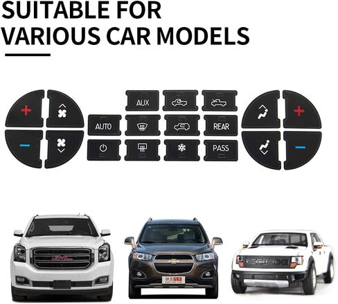 AC Dash Button Repair Kit Sticker for Chevy - Best for Fixing Ruined Faded A/C Control Buttons - Decal Replacement Fits Select 07-14 GM Vehicles & Radio Dash Buttons- Decal Replacement Stickers for SUV Truck Accessories(2 Sheets) in Saudi Arabia