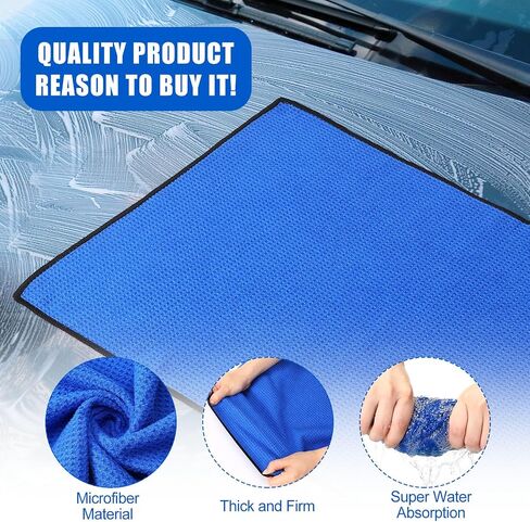 SmoothNovelty 12 Pcs Car Drying Towels 16 x 24 Inch Microfiber Drying Towel with Soft Edges Car Microfiber Cleaning Cloth Lint Free Scratch Free Absorbent Microfiber Towels for Cars Detailing (Blue) in Saudi Arabia