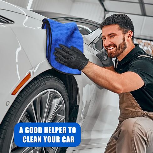 SmoothNovelty 12 Pcs Car Drying Towels 16 x 24 Inch Microfiber Drying Towel with Soft Edges Car Microfiber Cleaning Cloth Lint Free Scratch Free Absorbent Microfiber Towels for Cars Detailing (Blue) in Saudi Arabia