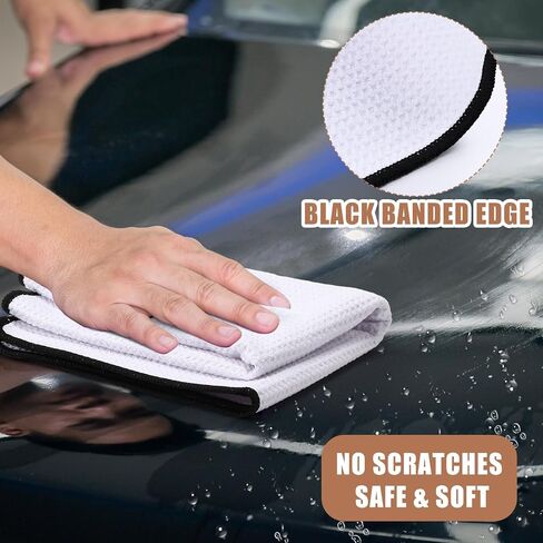 SmoothNovelty 12 Pcs Car Drying Towels 16 x 24 Inch Microfiber Drying Towel with Soft Edges Car Microfiber Cleaning Cloth Lint Free Scratch Free Absorbent Microfiber Towels for Cars Detailing (Blue) in Saudi Arabia