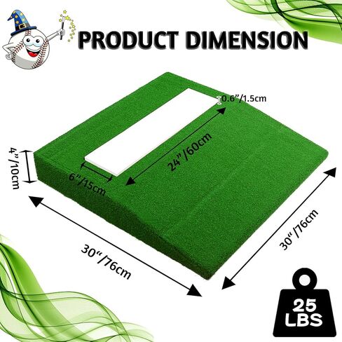 تلة رمي محمولة من Supvision بدون مقبض مقاس 30 × 30 × 4 بوصة تلة أباريق تدريب الشباب مع مطاط رمي منظم للتدريب والممارسة في لعبة البيسبول الداخلية والخارجية in Kuwait