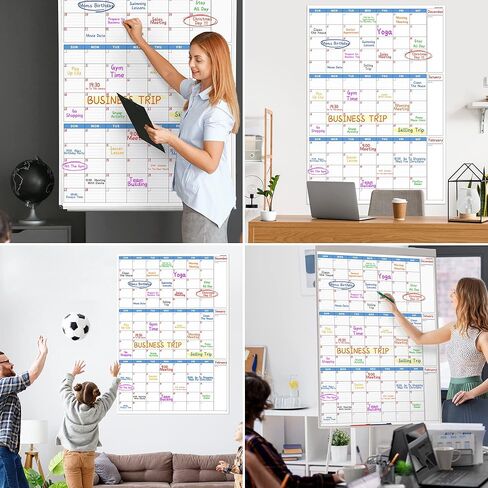 تقويم مسح جاف كبير للجدار - تقويم حائط غير مؤرخ لمدة 3 أشهر، 28 بوصة × 40 بوصة، تقويم مسح جاف للجدار، تقويم جداري مسح جاف، عمودي، أزرق in Kuwait