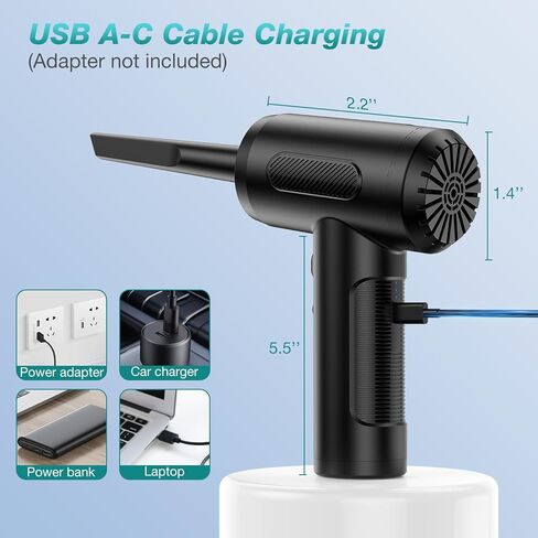 3 in 1 Compressed Air Duster/Pump & Wireless Vacuum Cleaner - 3 Level Adjustable, 68W Power - Cordless Portable Air Blower with LED Light & 10 Kits for Keyboard, Car, Replace Air Can in Kuwait