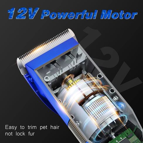 Dog Clippers for Grooming Dog Grooming Clippers，Professional 12V Dog Clippers for Thick Coats Corded Pet Trimmer Dog Hair Clippers with Guard Combs Brush for Dogs Cats in Kuwait