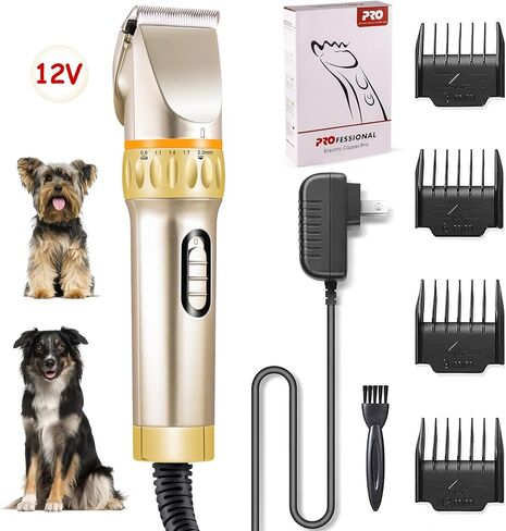 WaggyTech ماكينة قص شعر الحيوانات الأليفة بقوة 12 فولت، مجموعة تشذيب شعر الحيوانات الأليفة، ماكينة قص شعر احترافية للحيوانات الأليفة للقطط والكلاب والأغنام متوسطة الحجم in Kuwait