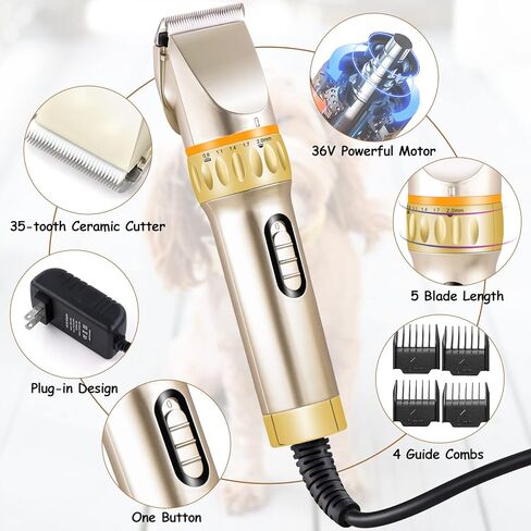 WaggyTech ماكينة قص شعر الحيوانات الأليفة بقوة 12 فولت، مجموعة تشذيب شعر الحيوانات الأليفة، ماكينة قص شعر احترافية للحيوانات الأليفة للقطط والكلاب والأغنام متوسطة الحجم in Kuwait