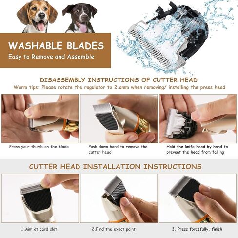 WaggyTech ماكينة قص شعر الحيوانات الأليفة بقوة 12 فولت، مجموعة تشذيب شعر الحيوانات الأليفة، ماكينة قص شعر احترافية للحيوانات الأليفة للقطط والكلاب والأغنام متوسطة الحجم in Kuwait