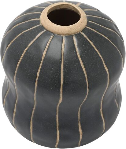 Creative Co-Op Stoneware Vase with Wax Relief Dots, Black and Cream, 7" L x 7" W x 8" H in Saudi Arabia