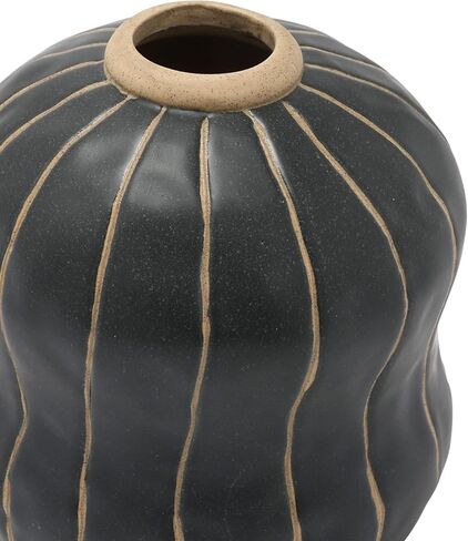 Creative Co-Op Stoneware Vase with Wax Relief Dots, Black and Cream, 7" L x 7" W x 8" H in Saudi Arabia