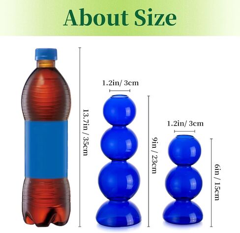 Glass Bubble Vases for Flowers, Hewory 2pcs Black Unique Cute Single Flower Vase for Centerpieces, Funky Aesthetic Vase Skinny Bud Vase, Cool Groovy Decor for Home Living Room Bedroom Office Tabletop in Saudi Arabia