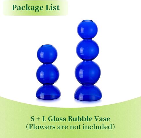 Glass Bubble Vases for Flowers, Hewory 2pcs Black Unique Cute Single Flower Vase for Centerpieces, Funky Aesthetic Vase Skinny Bud Vase, Cool Groovy Decor for Home Living Room Bedroom Office Tabletop in Saudi Arabia