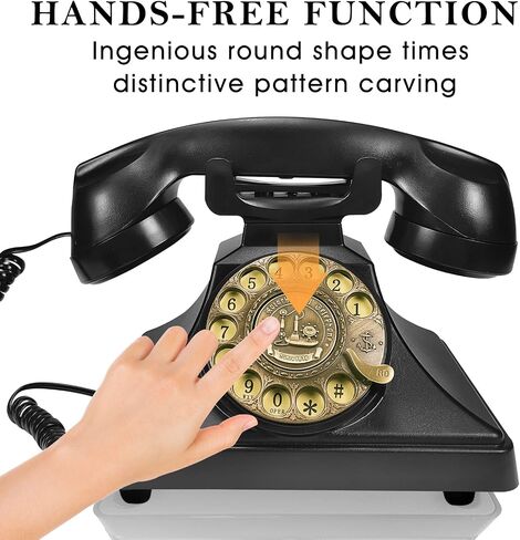 Retro Rotary Landline Phone for Home, Vintage Rotary Dial Phone Old Fashion Telephone Corded Phone with Hands Free Function(Retro Black) in Saudi Arabia