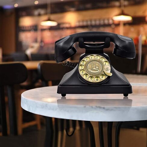 Retro Rotary Landline Phone for Home, Vintage Rotary Dial Phone Old Fashion Telephone Corded Phone with Hands Free Function(Retro Black) in Saudi Arabia