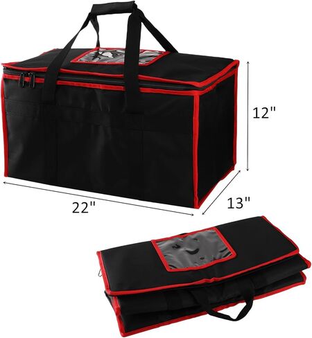 ZOOFOX Insulated Food Delivery Bag, 22" x 13" x 12" Large Waterproof Catering Supply Bag with Zipper and Handle, Reusable Food Warmer Bag for Uber Eats, Doordash, Restaurants, Catering in Kuwait