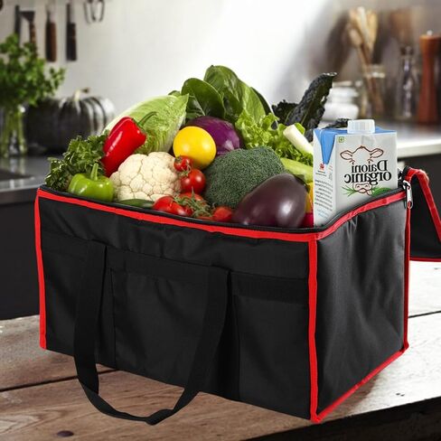 ZOOFOX Insulated Food Delivery Bag, 22" x 13" x 12" Large Waterproof Catering Supply Bag with Zipper and Handle, Reusable Food Warmer Bag for Uber Eats, Doordash, Restaurants, Catering in Kuwait