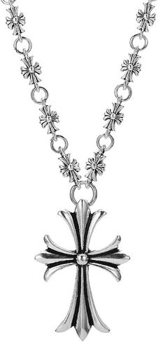 Silver Cross Necklace Pendant Necklace Chrome CH Cross 925 Silver Cross Necklace for Women Men 19.6 inch in Saudi Arabia