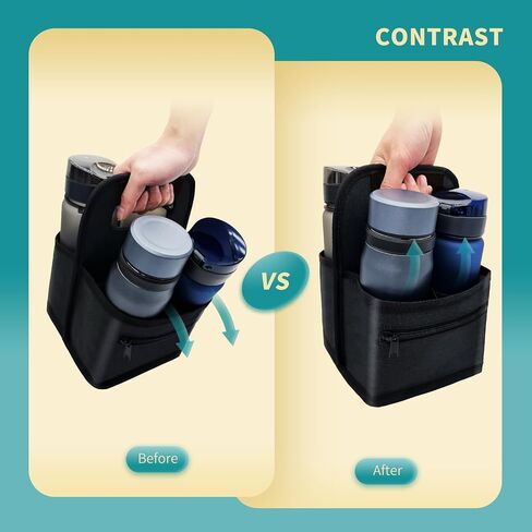 Reusable Insulated Coffee Cup Carrier Bag, Convenient Drink Holder with Handle and Adjustable Dividers for Hot & Cold Beverages (Gray) in Saudi Arabia