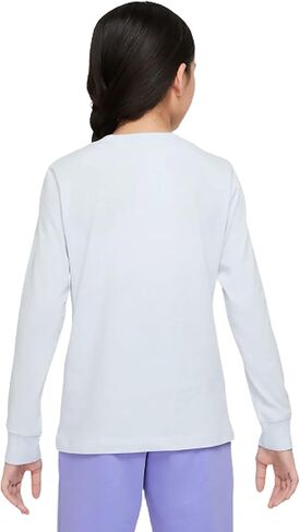 Nike Girls' Sportswear Basic Futura Long Sleeve Graphic T-Shirt (Large, Football Grey) in Saudi Arabia
