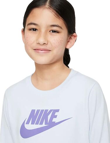 Nike Girls' Sportswear Basic Futura Long Sleeve Graphic T-Shirt (Large, Football Grey) in Saudi Arabia