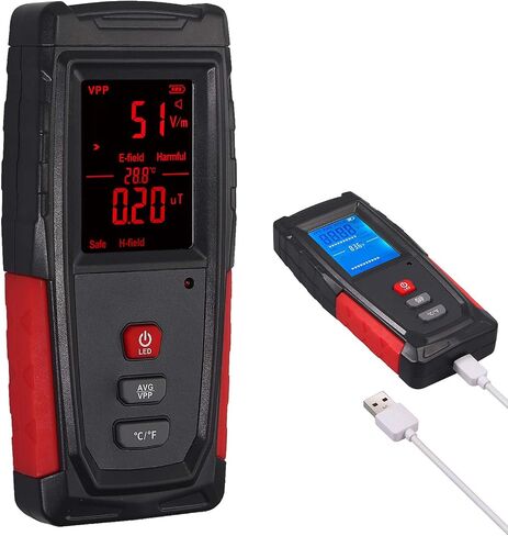 CAMWAY EMF متر مدقق إشعاع المجال الكهرومغناطيسي (1-1999 فولت/م، 0.01-99.99μT) كاشف LCD رقمي صغير محمول باليد EMF كاشف الإشعاع الكهرومغناطيسي المدمج مستشعر الإشعاع الكهرومغناطيسي إنذار الصوت والضوء اختبار EMF in Saudi Arabia