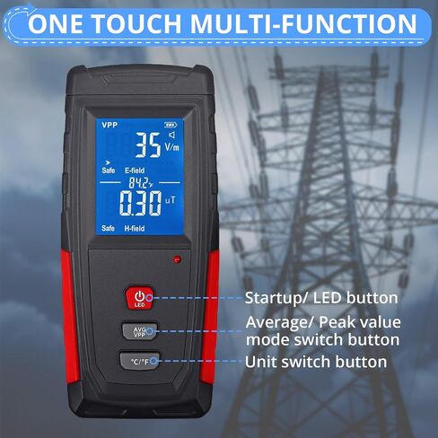 CAMWAY EMF متر مدقق إشعاع المجال الكهرومغناطيسي (1-1999 فولت/م، 0.01-99.99μT) كاشف LCD رقمي صغير محمول باليد EMF كاشف الإشعاع الكهرومغناطيسي المدمج مستشعر الإشعاع الكهرومغناطيسي إنذار الصوت والضوء اختبار EMF in Saudi Arabia