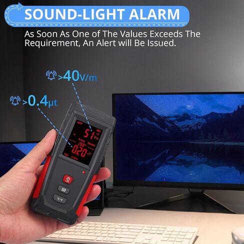 CAMWAY EMF متر مدقق إشعاع المجال الكهرومغناطيسي (1-1999 فولت/م، 0.01-99.99μT) كاشف LCD رقمي صغير محمول باليد EMF كاشف الإشعاع الكهرومغناطيسي المدمج مستشعر الإشعاع الكهرومغناطيسي إنذار الصوت والضوء اختبار EMF in Saudi Arabia