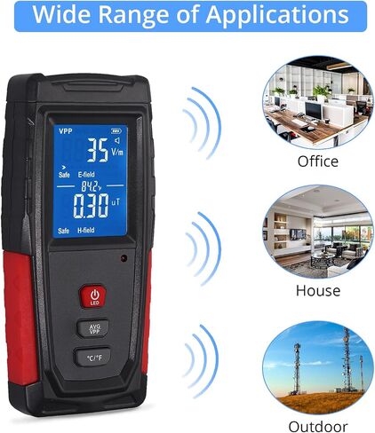 CAMWAY EMF متر مدقق إشعاع المجال الكهرومغناطيسي (1-1999 فولت/م، 0.01-99.99μT) كاشف LCD رقمي صغير محمول باليد EMF كاشف الإشعاع الكهرومغناطيسي المدمج مستشعر الإشعاع الكهرومغناطيسي إنذار الصوت والضوء اختبار EMF in Saudi Arabia
