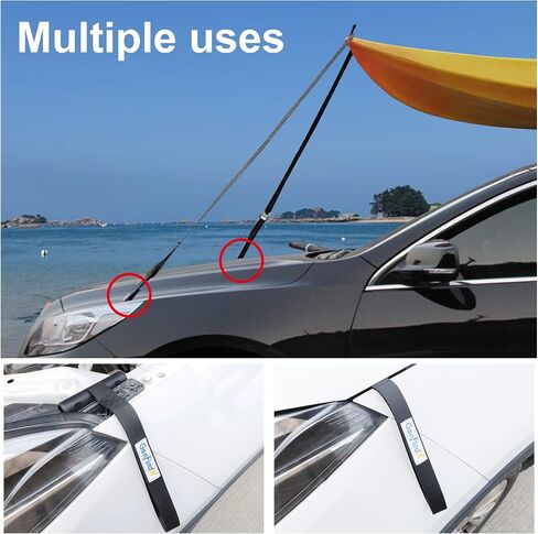 GanFindX 2 or 4 PCS Kayak & Canoe Tie Down Anchor Straps & Loops Strap, Universal for Transportation Through car Hood and Trunk in Saudi Arabia