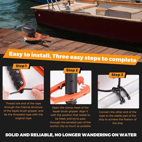 Ziopetru Kayak Brush Gripper، قبضة مرساة كاياك مع حبل مرساة مقاوم للماء بطول 16 قدم وفم مشبك حاد، قبضة مرساة زورق كاياك مع قبضة مطاطية in Kuwait