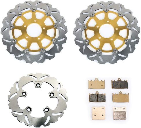 TARAZON Full Set Front & Rear Brake Disc Rotor + Pads for Suzuki GSXR 600 97-03 GSXR 750 00-03 in Kuwait