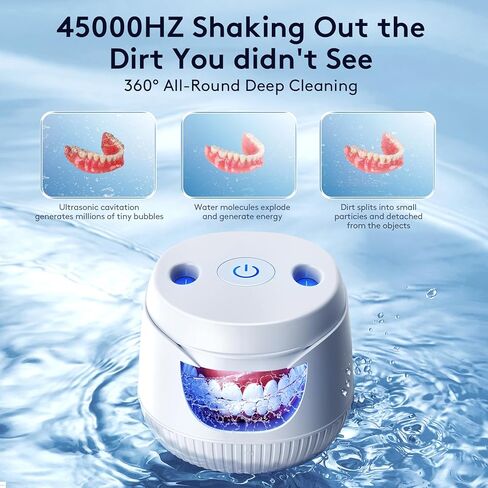 منظف ​​بالموجات فوق الصوتية لأطقم الأسنان، المثبت، واقي الفم، المصفف، صواني التبييض، رأس فرشاة الأسنان، آلة تنظيف المثبات بالموجات فوق الصوتية 45 كيلو هرتز لجميع أجهزة طب الأسنان، المجوهرات، الماس in Kuwait