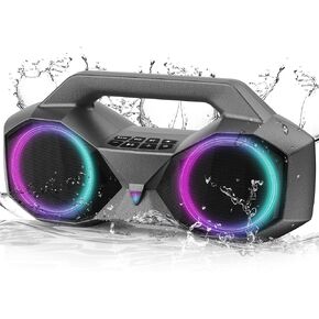 KMAG Portable Bluetooth Wireless Speaker - IPX7 Waterproof, 80W Premium Sound, 20H Playtime, Dynamic Light, Deep Bass, Dual Pairing, 5.3 BT for Outdoor, Home, Party, Gifts (Black) in Saudi Arabia