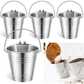 Honeydak 4 PCS PAIL مسطحًا من جانبًا مع خطافات مزدوجة 1 ربع الفولاذ المقاوم للصدأ من الفولاذ المقاوم للصدأ دلو السنانير المزدوجة معلقة دلو الماء الكلب للكلاب CAT CAGE CANNELS أقفاص الأسوار PET in Saudi Arabia