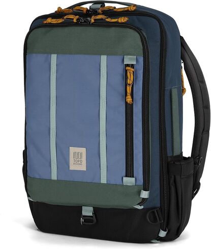Topo Designs Global Travel Bag 30-40 Liter - Carry-on Compliant Versatile Pack, 3 Carry Options, External Laptop Sleeve (Eco-Friendly, 40L, Caribbean/Dark Khaki) in Kuwait