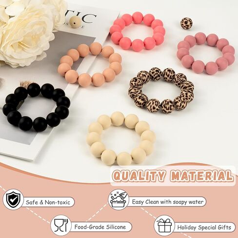 120 pcs 15mm سيليكون حبات لسلسلة المفاتيح صنع الأساور الوردي الأرجواني المطبوعة 6 ألوان مختلطة سيليكون جولة جولة كبيرة لأقلام الحرف in Kuwait