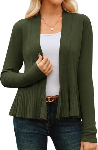 GRACE KARIN Women's Casual Draped Open Front Cropped Cardigan Long Sleeve Sweater Peplum Knit Outwear in Kuwait