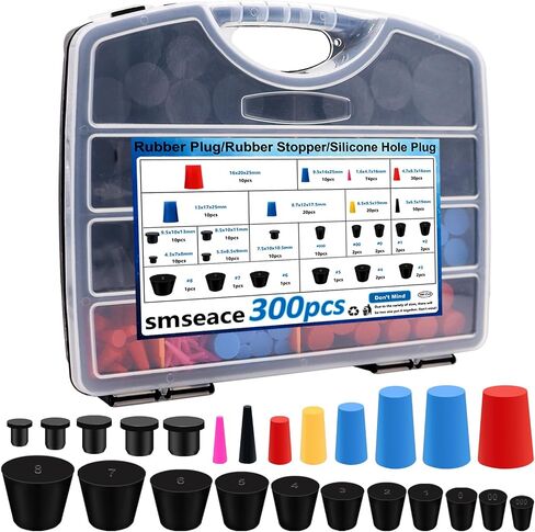 smseace 60Pcs Rubber Plugs 8-Sizes Silicone Rubber Tapered Plug Kit 1/16 Inch to 5/8 Inch High Temp Silicone Rubber Plug for Coating, Hole Plugs, Painting Protection Silicone Rubber Stopper Plug in Saudi Arabia