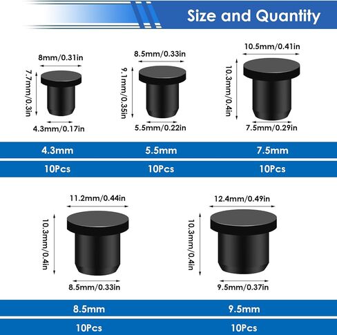 smseace 60Pcs Rubber Plugs 8-Sizes Silicone Rubber Tapered Plug Kit 1/16 Inch to 5/8 Inch High Temp Silicone Rubber Plug for Coating, Hole Plugs, Painting Protection Silicone Rubber Stopper Plug in Saudi Arabia