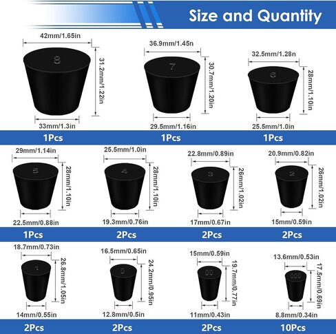 smseace 60Pcs Rubber Plugs 8-Sizes Silicone Rubber Tapered Plug Kit 1/16 Inch to 5/8 Inch High Temp Silicone Rubber Plug for Coating, Hole Plugs, Painting Protection Silicone Rubber Stopper Plug in Saudi Arabia