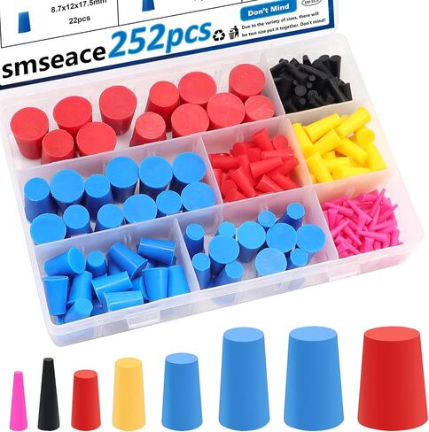 smseace 60Pcs Rubber Plugs 8-Sizes Silicone Rubber Tapered Plug Kit 1/16 Inch to 5/8 Inch High Temp Silicone Rubber Plug for Coating, Hole Plugs, Painting Protection Silicone Rubber Stopper Plug in Saudi Arabia