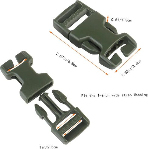 Replacement Buckle for Strap 1",Repair Kit Quick Release Buckles No Cutting or Sewing for Backpack Bag Tactical Vest 4PC (KHAKI) in Kuwait